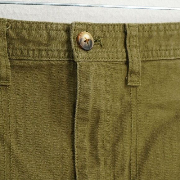 Madewell aj524 Womens Camp Shorts High Waist Green Cotton Elastic Waist Sz Small - Picture 3 of 8